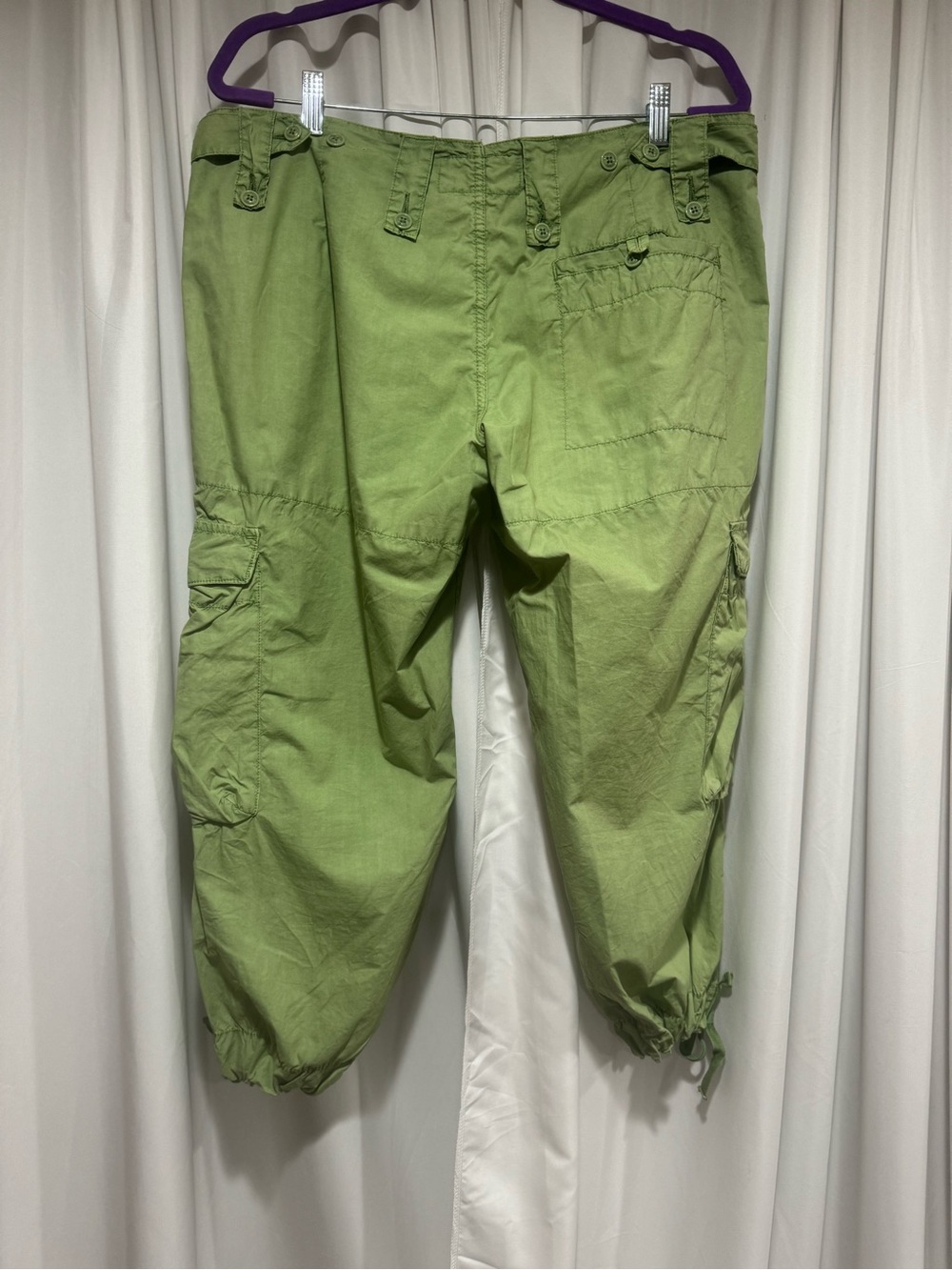 Women's Olive Green Cargo Capris Pants - Picture 2 of 4